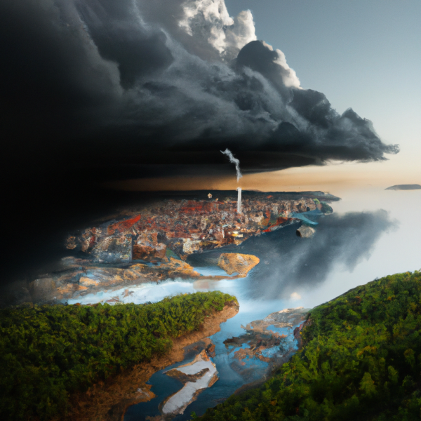Lav realistiske fotografier om emnet klimaforandringer.
